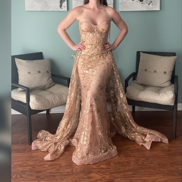 boutique Dresses & Skirts - Rose gold sparkly prom dress, evening gown or non traditional wedding dress